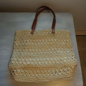 NWT NORDSTROM Packable Woven Raffia Tote